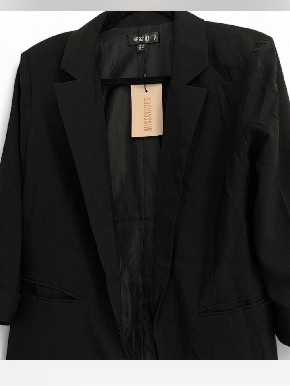 Missguided Black Open-Front Tailored Blazer
